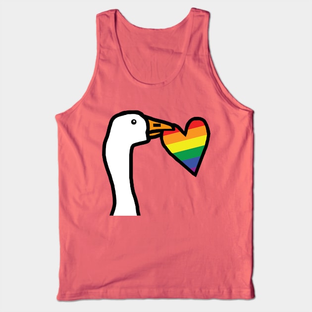 Portrait of Gaming Goose Stealing Pride Heart on Valentines Day Tank Top by ellenhenryart